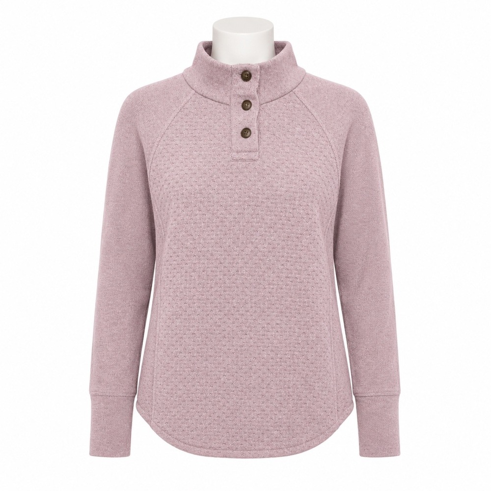 Prana Blush Pink Quarter Button Pullover Womens Small Cozycore Outdoor Casual